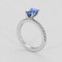 2.03 Ct. Blue Sapphire Ring, 18K White Gold 2