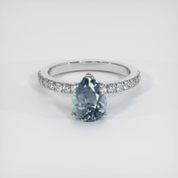2.41 Ct. Greenish Blue Sapphire Ring, 18K White Gold 1