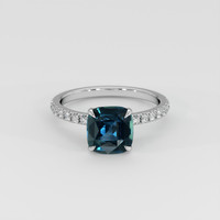 2.32 Ct. Greenish Blue Sapphire Ring, 18K White Gold 1