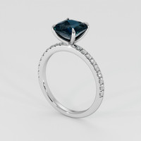 2.32 Ct. Greenish Blue Sapphire Ring, 18K White Gold 2