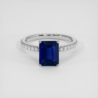 2.71 Ct. Blue Sapphire Ring, 18K White Gold 1