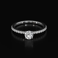 0.81 Ct. White Sapphire Ring, 18K White Gold 1