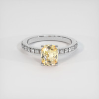 1.45 Ct. Orangish Yellow Sapphire Ring, 18K White Gold 1