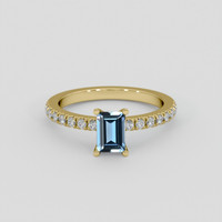 0.53 Ct. Blue Aquamarine Ring, 10K Yellow Gold 1