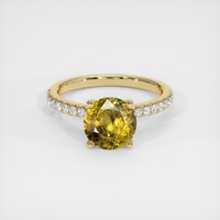 2.10 Ct. Yellowish Green Sphene (Titanite) Ring, 10K Yellow Gold 1