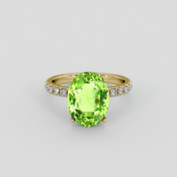 5.05 Ct. Green (Lime Green) Peridot Ring, 10K Yellow Gold 1
