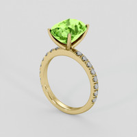 5.05 Ct. Green (Lime Green) Peridot Ring, 10K Yellow Gold 2
