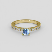 0.37 Ct. Blue Aquamarine Ring, 10K Yellow Gold 1