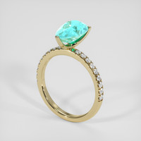 2.13 Ct. Greenish Blue Paraiba Tourmaline Ring, 10K Yellow Gold 2