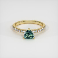 0.83 Ct. Greenish Blue Sapphire Ring, 10K Yellow Gold 1