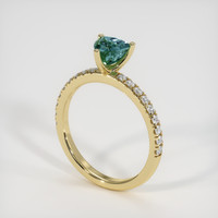 0.83 Ct. Greenish Blue Sapphire Ring, 10K Yellow Gold 2