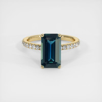 3.77 Ct. Bluish Green Sapphire Ring, 10K Yellow Gold 1