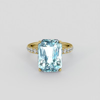 7.57 Ct. Blue Aquamarine Ring, 14K Yellow Gold 1