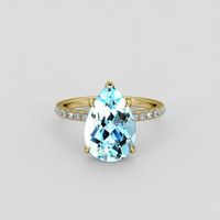 6.61 Ct. Blue Topaz Ring, 14K Yellow Gold 1