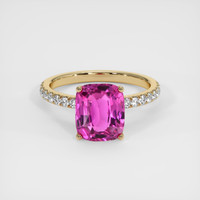 3.01 Ct. Pink Sapphire Ring, 14K Yellow Gold 1