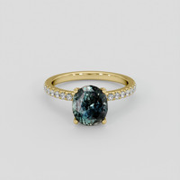 2.91 Ct. Bluish Green Sapphire Ring, 14K Yellow Gold 1