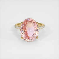 12.01 Ct. Padparadscha Sapphire Ring, 14K Yellow Gold 1