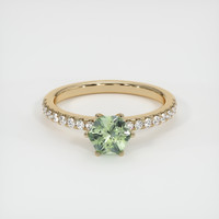 0.89 Ct. Green Sapphire Ring, 14K Yellow Gold 1