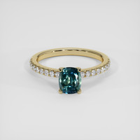 1.21 Ct. Bluish Green Sapphire Ring, 14K Yellow Gold 1