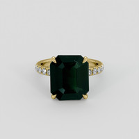7.51 Ct. Green Sapphire Ring, 14K Yellow Gold 1