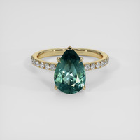 2.96 Ct. Bluish Green Sapphire Ring, 14K Yellow Gold 1