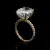 11.12 Ct. White Sapphire Ring, 14K Yellow Gold 2