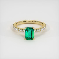 1.12 Ct. Emerald Ring, 18K Yellow Gold 1