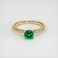 0.66 Ct. Emerald Ring, 18K Yellow Gold 1
