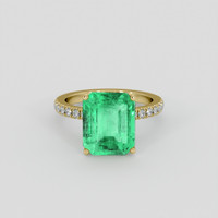5.07 Ct. Emerald Ring, 18K Yellow Gold 1