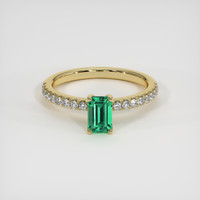 0.52 Ct. Emerald Ring, 18K Yellow Gold 1