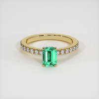 0.85 Ct. Emerald Ring, 18K Yellow Gold 1