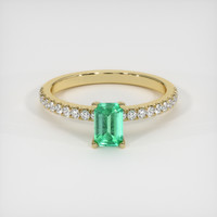 0.54 Ct. Emerald Ring, 18K Yellow Gold 1