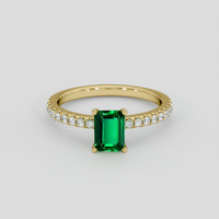 0.91 Ct. Emerald Ring, 18K Yellow Gold 1