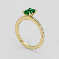 0.91 Ct. Emerald Ring, 18K Yellow Gold 2