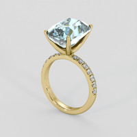 7.57 Ct. Blue Aquamarine Ring, 18K Yellow Gold 2