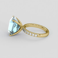 7.57 Ct. Blue Aquamarine Ring, 18K Yellow Gold 4