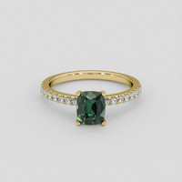 1.39 Ct. Green Sapphire Ring, 18K Yellow Gold 1