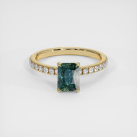 1.58 Ct. Bluish Green Sapphire Ring, 18K Yellow Gold 1