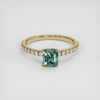 1.37 Ct. Bluish Green Sapphire Ring, 18K Yellow Gold 1