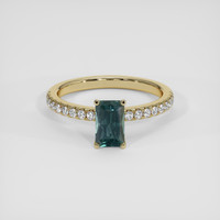 1.05 Ct. Bluish Green Sapphire Ring, 18K Yellow Gold 1