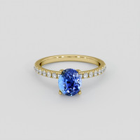 2.01 Ct. Blue Sapphire Ring, 18K Yellow Gold 1