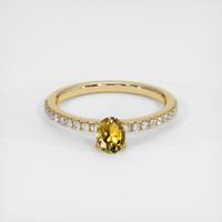 0.47 Ct. Yellowish Orange Sapphire Ring, 18K Yellow Gold 1