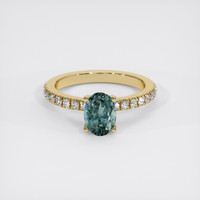 1.44 Ct. Greenish Blue Sapphire Ring, 18K Yellow Gold 1