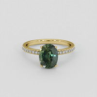 3.34 Ct. Green Sapphire Ring, 18K Yellow Gold 1