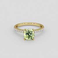 2.09 Ct. Yellowish Green Sapphire Ring, 18K Yellow Gold 1