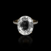 11.12 Ct. White Sapphire Ring, 18K Yellow Gold 1