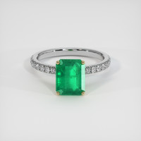 2.04 Ct. Emerald Ring, 18K Yellow & White 1