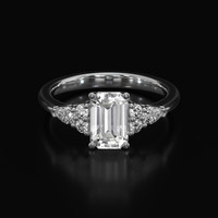 1.54 Ct. White Sapphire Ring, Platinum 950 1