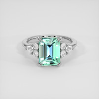 3.42 Ct. Emerald Ring, Silver 1