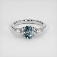 1.22 Ct. Greyish Blue Sapphire Ring, 10K White Gold 1